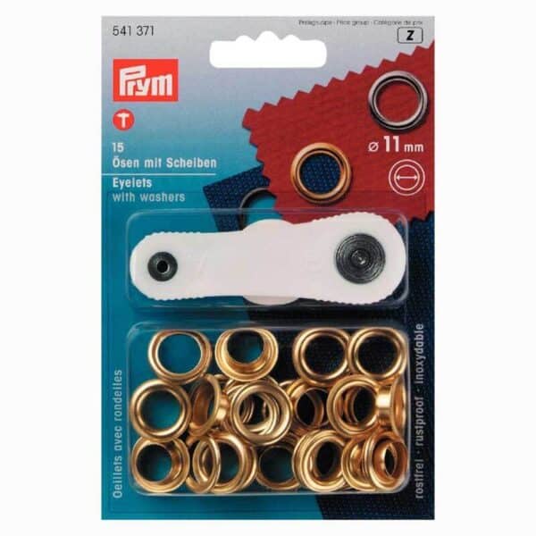 Prym Ösen mit Scheiben gold 11mm 15 Stück